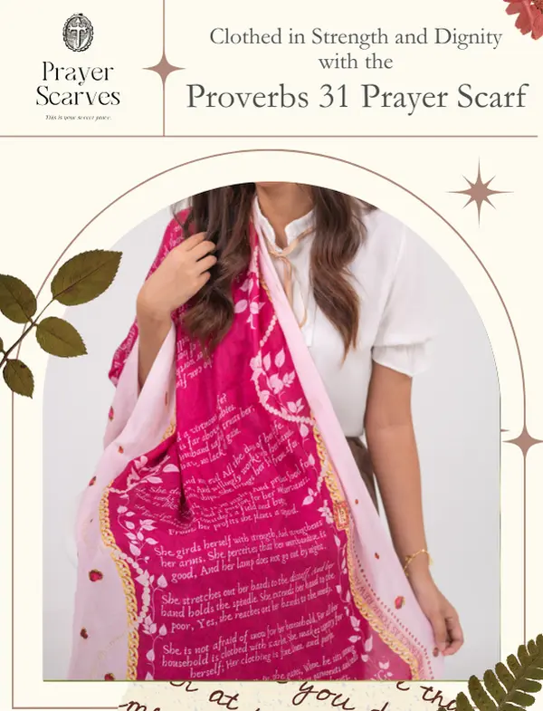 Prayer Scarves Proverbs 31 Scripture Scarf - Casual Fashion Shawl with Strength-Dignity Bible Verse Design for Christians