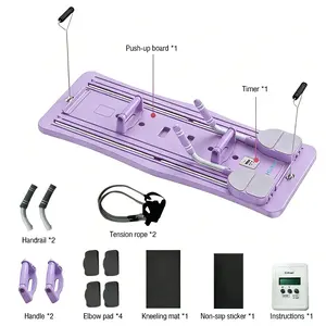 Pilates Board 4-in-1 Core Workout Machine Multifunctional Ab Trainer Board Pink & Black Adjustable Rolling Home Fitness Equipment