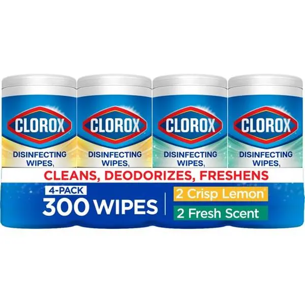 Clorox Disinfecting Wipes Variety Pack, Bleach-Free Multi-Surface Cleaning Wipes, Fresh & Lemon Scent, 75 Count Each, Pack of 4 (300 Wipes Total)