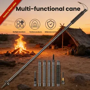 7-in-1 Tactical Multitool Trekking Pole – Collapsible, Retractable, Lightweight & Adjustable Holiday Gift for Winter Hiking, Outdoor Camping & Emergency Preparedness multifunctional folding