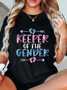 100% Cotton Unisex Keeper of the Gender - Cute Gender Reveal Baby Shower Design T-Shirt