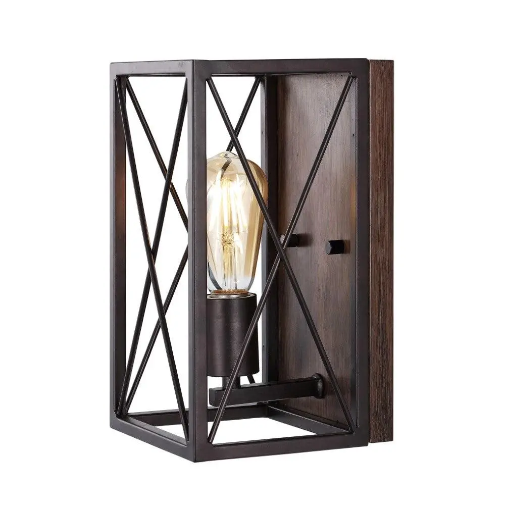 JONATHAN Y Norris X-Frame 6" Farmhouse Rustic Iron LED Sconce