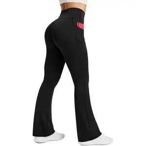 Womens Flared Yoga Pants with Pockets, High Waisted Flare Leggings Bell Bottom Bootcut Yoga Dress PantsGift