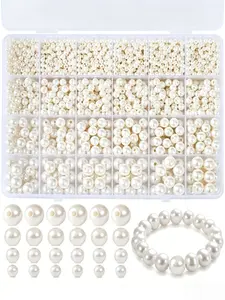 1400pcs Acrylic Pearl Beads Kit, Bead Assortment, Bohemian Style, Sizes 4/6/8/10mm, Ideal for Jewelry Making, Bracelets, Necklaces, Decorative Crafts, Diy Beads