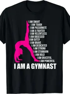 I Am A Gymnast Funny Handstand Gymnastics Gift Women Girls T-Shirt| Same Style for Men and Women,  Summer, Short-Sleeved, Printed, Pure 220G, Crew Neck, Regular Fit, Vintage Style, All-Season