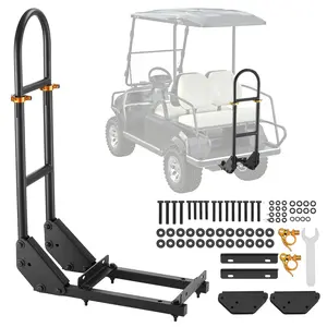 Golf Cart Rear Seat Grab Bar Universal Fit For Most Golf Carts With Metal Footplates Black, Heavy Duty Steel Construction, Durable Black Powder Coat, Replacement Rear Seat Handle, Easy Install, Weather Resistant Vehicle Accessory