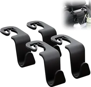Seat Headrest Hook 4 Pack,Purse Holder Hook for  Organizers and Storage, Organization Accessories For Women Road Trip Essentials,Long