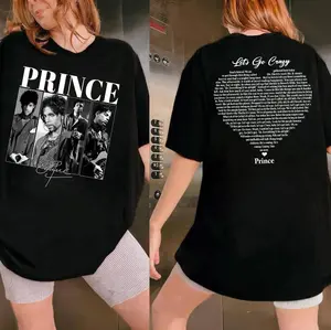 Prince Let's Go Crazy Lyrics 2 Sided Shirt, Prince Fan Love T-Shirt, Custom Memorial Tee, Unisex, Sweatshirt, Hoodie