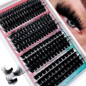 100D+120D+160D+200D/60D+80D+100D+120D/80D+100D+120D+160D DIY Cluster False Eyelashes Set, Fairy Lashes Mixed Pack, Natural Fluffy Style, Dramatic Lashes, D/DD Curl, 0.07mm Thickness, 14-20mm Length, Cosmetic