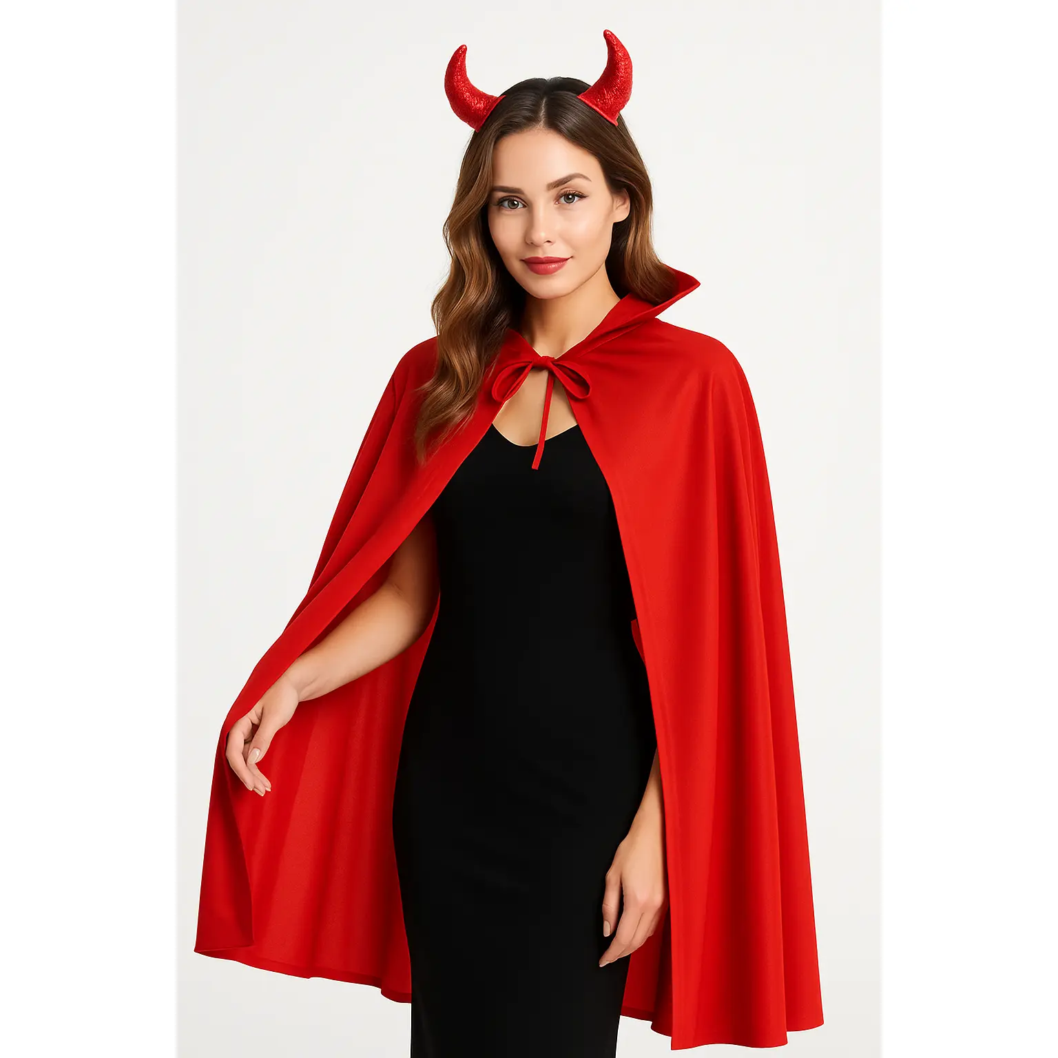 Adult Red Halloween Cape with Dramatic Collar