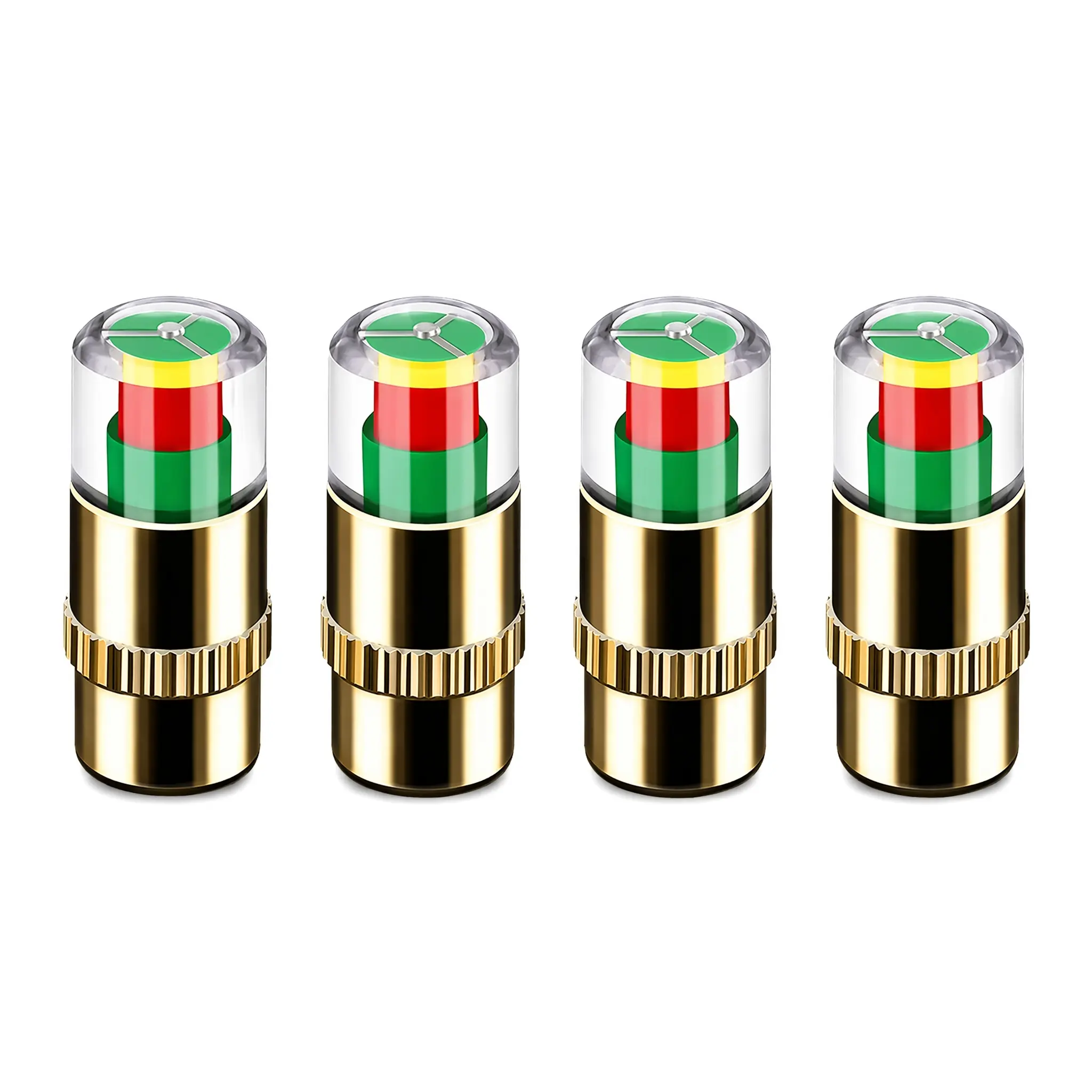 【SummerWins】4Pcs Color Coded Tire Pressure Valve Caps, Rustproof Brass Visual Air Alert, Universal Schrader Valve for Cars SUV Motorcycles Trucks, Dustproof Stem Cover Prevent Blowouts, Easy Screw On Auto Safety Accessory