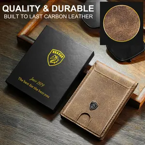 Wallet for Men Slim Mens Wallet RFID Blocking Front Pocket with 11 Card Slots Minimalist Bifold Credit Card Holder Genuine Leather Carbon Fiber Money Clip with Gift Box Men's Plaid