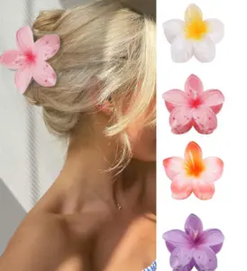 4PCS Large Flower Hair Claw Clips - Hawaiian Cute Design, Strong Nonslip Hold for Thick & Fine Hair Accessories