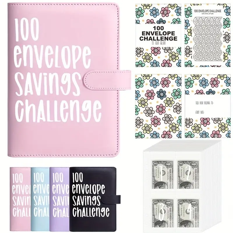 100 Envelope Challenge Binder, Money Saving Challenge Book - Easy & Fun Way to Save $5,050, Envelopes Money Saving Challenge Budget Binder, Savings Ch