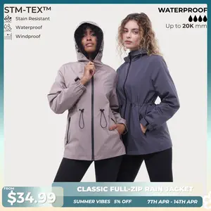 PUFFIT STM-TEX Waterproof Lightweight Hoodie Jacket,Women's Warm Full Zip Rain Coat Adjustable Waist & Hood & Cuff Design Comfort Casual Inner Pocket,Out Door,Shell Jacket,Spring Jacket,SpringStateme,Windbreaker,Dog Walking,School Running,Football Mum