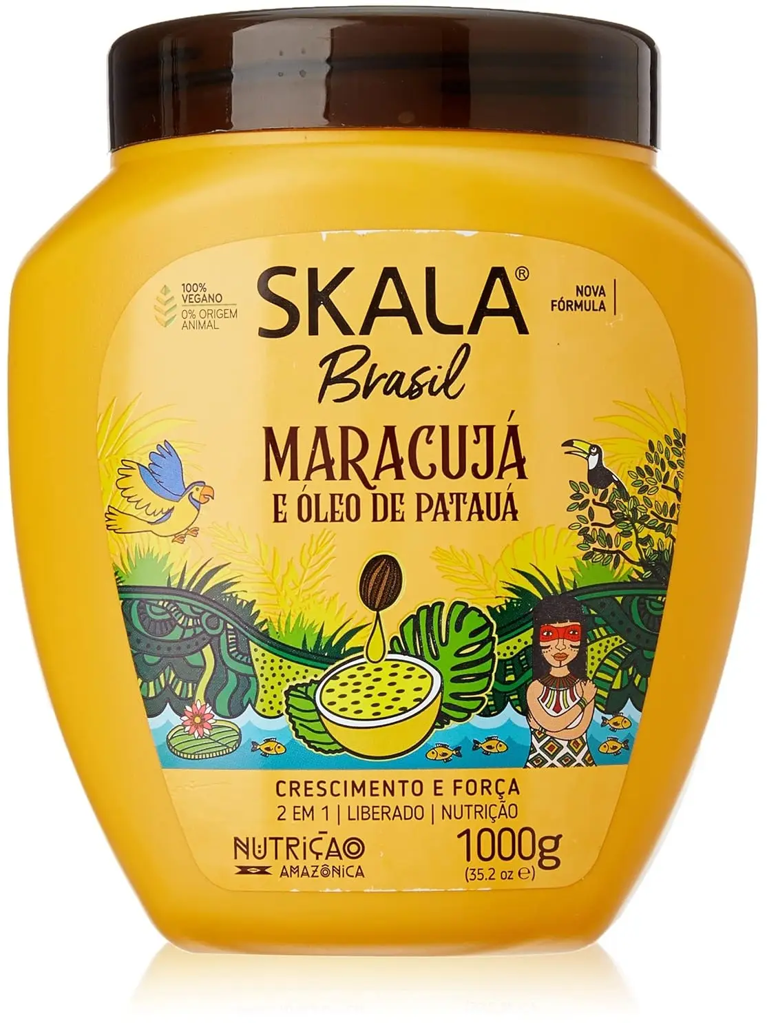 New SKALA Brasil Creme de Tratamento 2 em 1 Maracuja e Oleo De Pataua 1 Kg - Passion Fruit & Pataua Oil 2 in 1 Treatment Cream 35.27 Oz