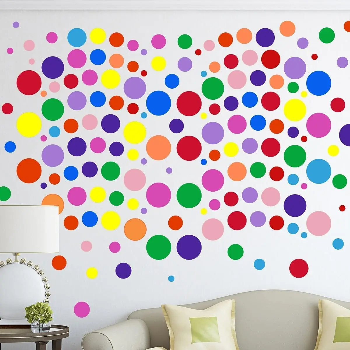 264 count Polka Dot Wall  Circles  for Wall Vinyl Dots Stickers Set for Room  Bedroom  Playroom Classroom Decor Graphic  Stickers 7 Different Size (12 Colors)
