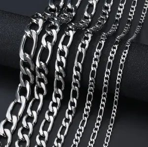 Quality 316L Stainless Steel Cuban & Figaro Link Chain Necklace (5mm, 8mm)