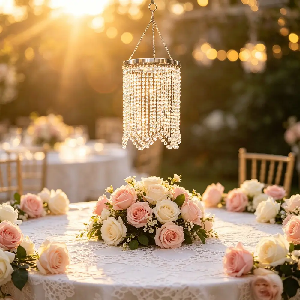 Luxury Crystal Bell Pendant Light Shade (no Light Source), Crown Design Transparent Bead Decorative Hanging Decor, Wedding, Home Decoration, Living Room, Bedroom, Elegant Lighting, Ambient Decor Lighting