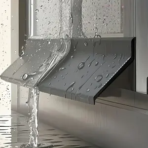 1pc No-Drill Sliding Window Waterproof Barrier, Self-Adhesive Waterproof Strip, Suitable for Window Glass Doors, Balcony Sliding Windproof and Soundproof Sealing Strip for Home - Durable, Easy to Install, Outdoor Window Drainage System, Door Hardware