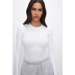 THE SCULPTING MODERN LONG SLEEVE BODYSUIT | WHITE