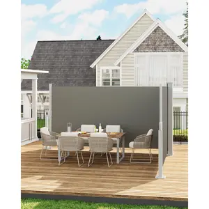 OP-71''x236'' Retractable Double Side Awning for Patio, Water & UV Resistant Retractable Privacy Screen, Outdoor Retractable Folding Privacy Screen Divider for Garden, Backyard, Balcony