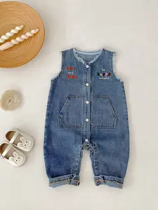 Spring & Fall New Unisex Baby Onesie, Baby Clothing, Fashion Casual Denim Overall Bib Long Sleeves, Soft Cotton Fabric, Perfect for Daily Wear