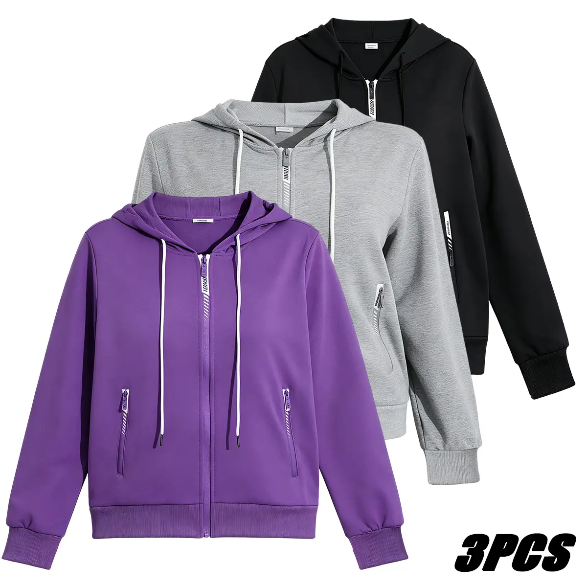 Women's 3-Pack Solid Hoodies, Casual Long Sleeve Pullover Tops with Kangaroo Pocket, Lightweight Loose Fit Plus Size for Everyday Wear