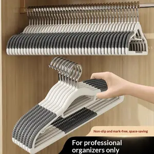 Ultra-Thin Clothes Hangers 10 Pack, 16.5 Inch Non-Slip Space Saving Clothes Hanger Organizers, 360° Rotating Silver Color Hooks, Light Weight Closet Organizer