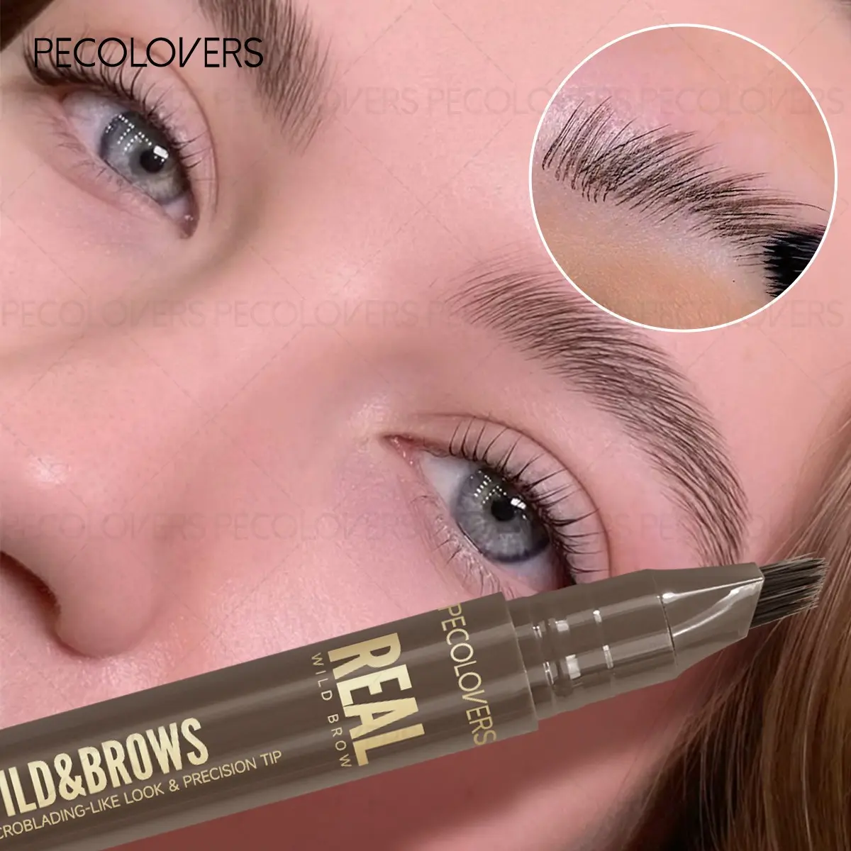 Waterproof Quick-Dry Eyebrow Pen 6 Colors with Natural Fluffy Brow Strokes Long-Lasting Shape-Fixing Liquid Brow Marker Sweat-Proof & Fade-Resistant Eyebrow Makeup Products