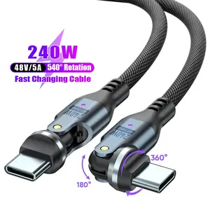 240W USB C To Type C Cable 540 Rotate PD3.1 5A Super Fast Charging Data Cord For Macbook iPad Laptop iPhone 17 16 15 Promax