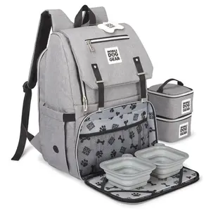 212 MAIN Functional Travel-Ready Backpack, Mobile Dog Gear for Ultimate Week Away, Gray, Waste Holder, Zip Closure