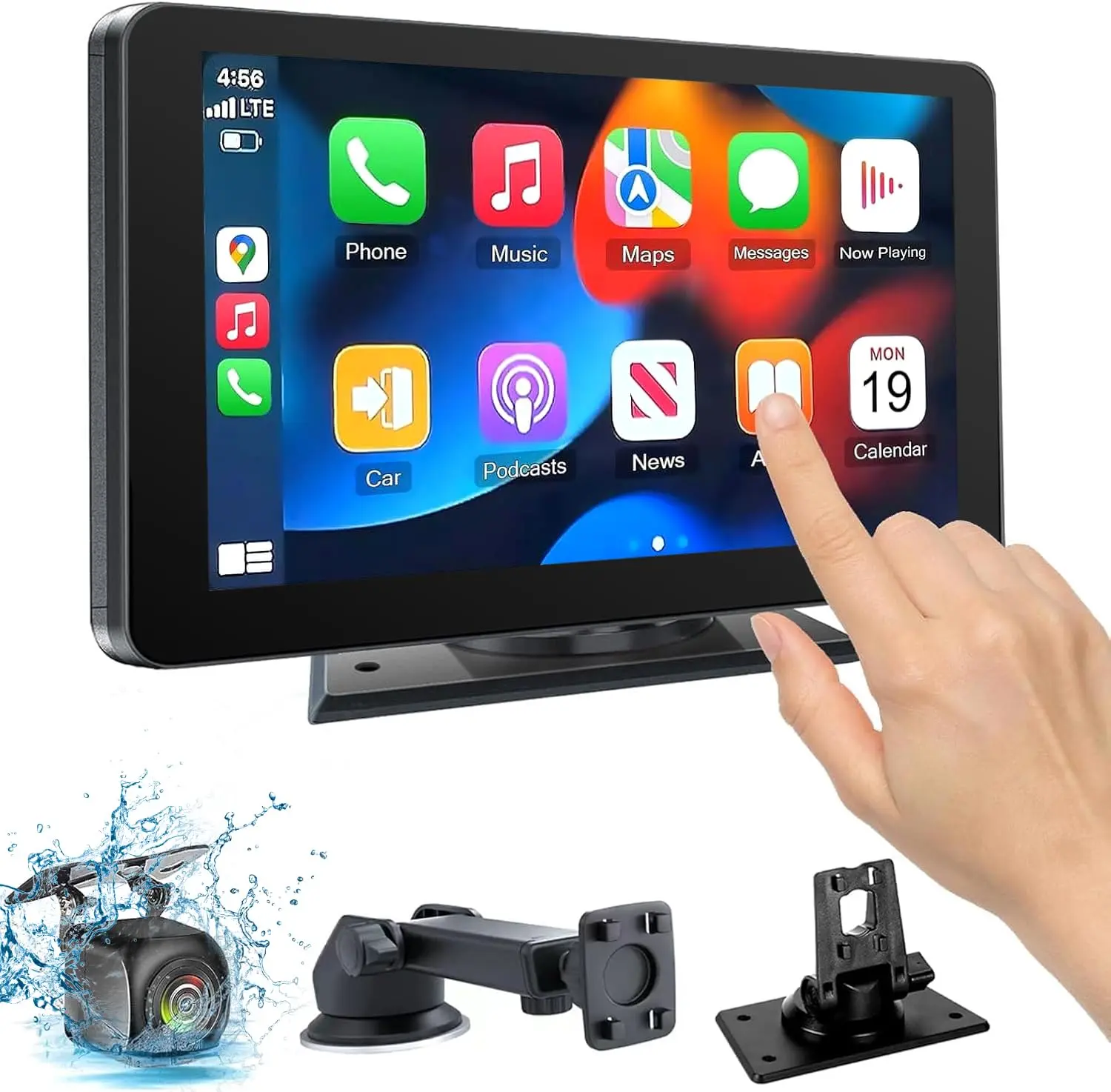 HiEHA Car Play,Wireless Portable with Apple CarPlay and Android Auto Screen for Car,7"HD Touch Screen Car Stereo with Mirror Link,Backup Camera,Bluetooth5.2,GPS Navigation,AUX,FM for All Vehicles