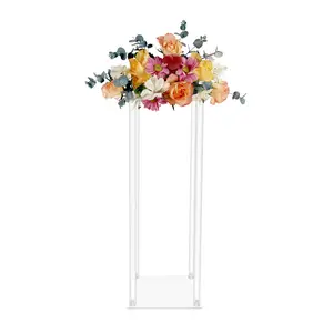 10 Pack Clear Acrylic Flower Stands 20x20x60cm 3kg Load Capacity for Wedding Party Birthday Decoration Display Pedestal