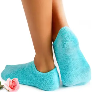 Moisturizing Socks - Foot Care Gel Silicone Aloe Spa Socks (Up to Size 8.5) Infused with Vitamin E & JoJoba Oil - Self Care Gifts for Women