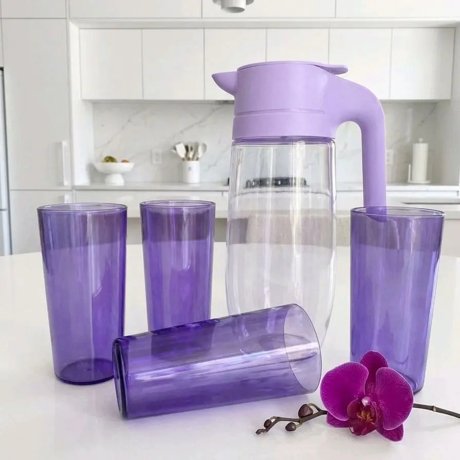 Pitcher and glasses set in a lilac shade
