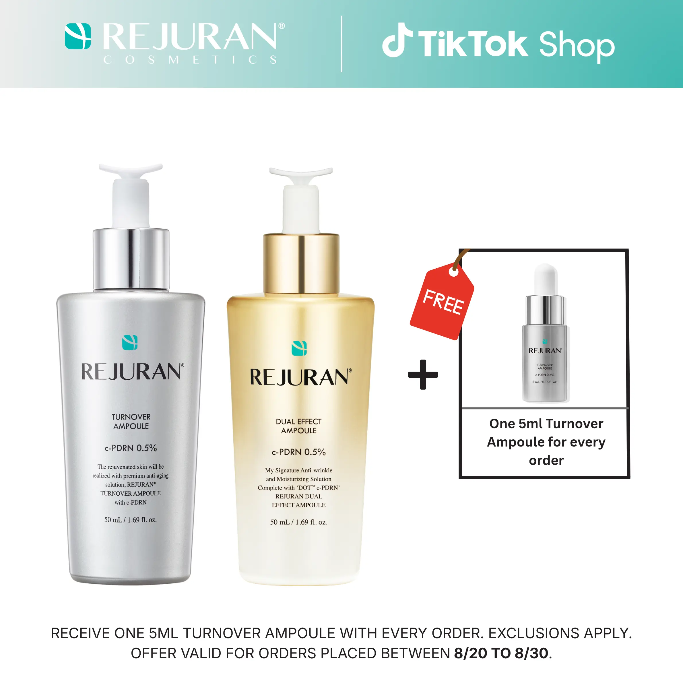 REJURAN Turnover Ampoule 50ml & Dual Effect Ampoule 50ml Bundle REJURAN Turnover Ampoule 50ml & Dual Effect Ampoule 50ml Bundle