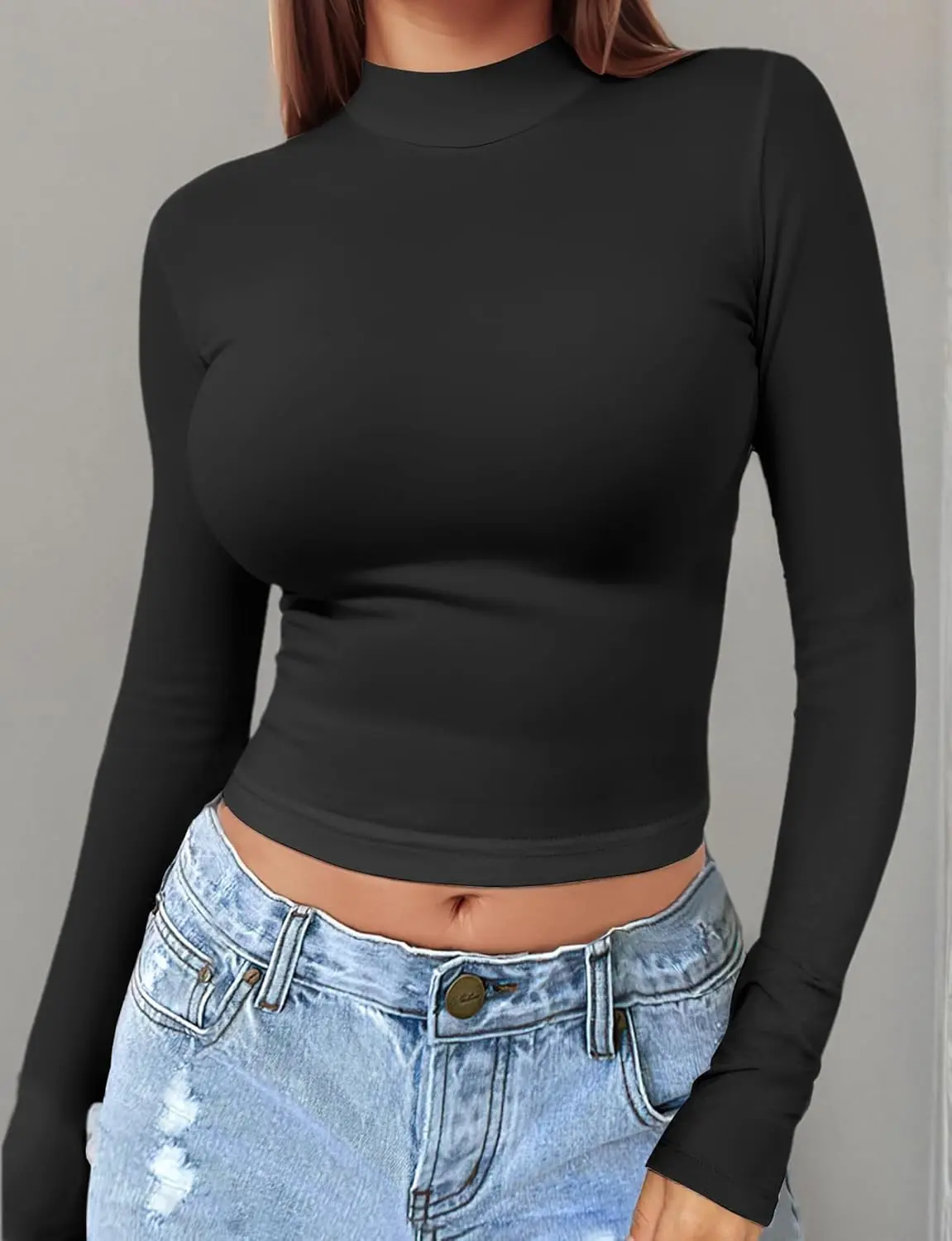 Women's Long Sleeve Knit Pullover - Slim-Fit, Lightweight Soft Base Layer, Casual & Trendy Going-Out Top