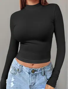 Women's Long Sleeve Knit Pullover - Slim-Fit, Lightweight Soft Base Layer, Casual & Trendy Going-Out Top