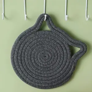 Cat ear-shaped pot mats, 2 pieces/set of heat-resistant home kitchen and restaurant table decoration items, decorative placemats Natural Wood Foldable Trivet Set bridgerton decor Woven Vinyl Plastic Washable Round Beaded Gold Plates elegant tableware top