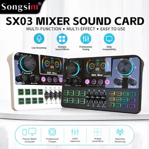 Songsim-SX03 Professional DJ Mixer/Supports XLR Interface And OTG Digital Transmission/Built-in Rich Sound Effects/Input/output Adjustment/Suitable For Live Streaming,Recording,DJ Performances,And Various Content Creation Scenarios Audio Equipment