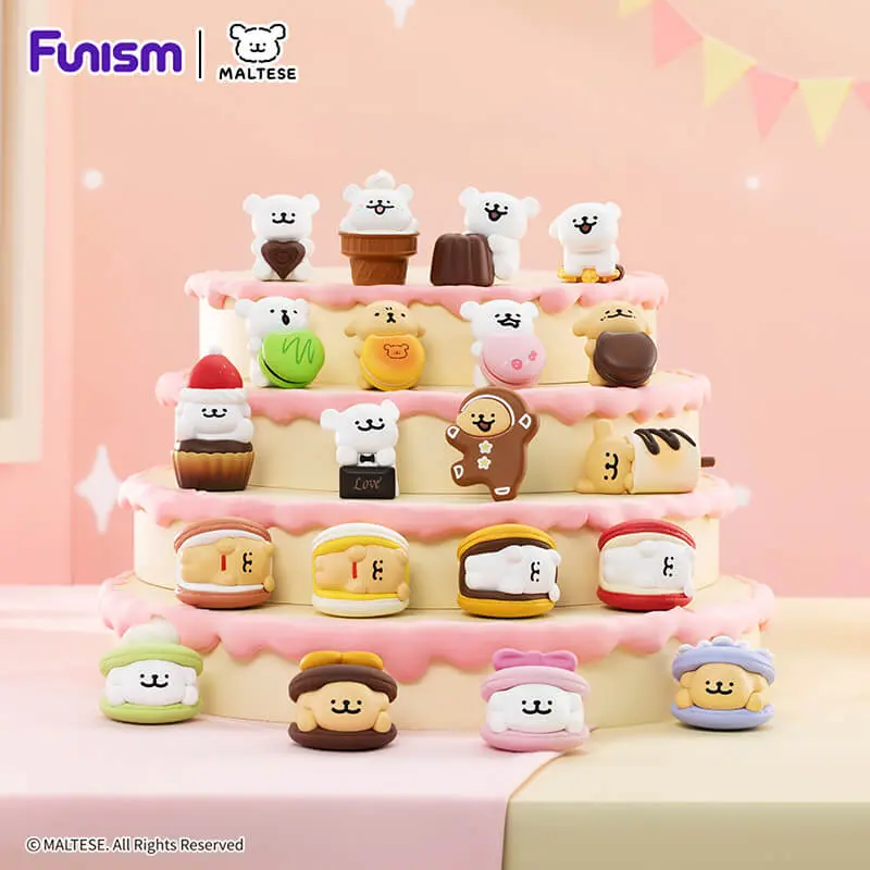 【Funism】Maltese Sweet Box Series Blind Box, Cute Puppy Face Dog Action Figure Mystery Box,  Aesthetic Room Desk Decor Mini Figure, Birthday Gift for Girls Women
