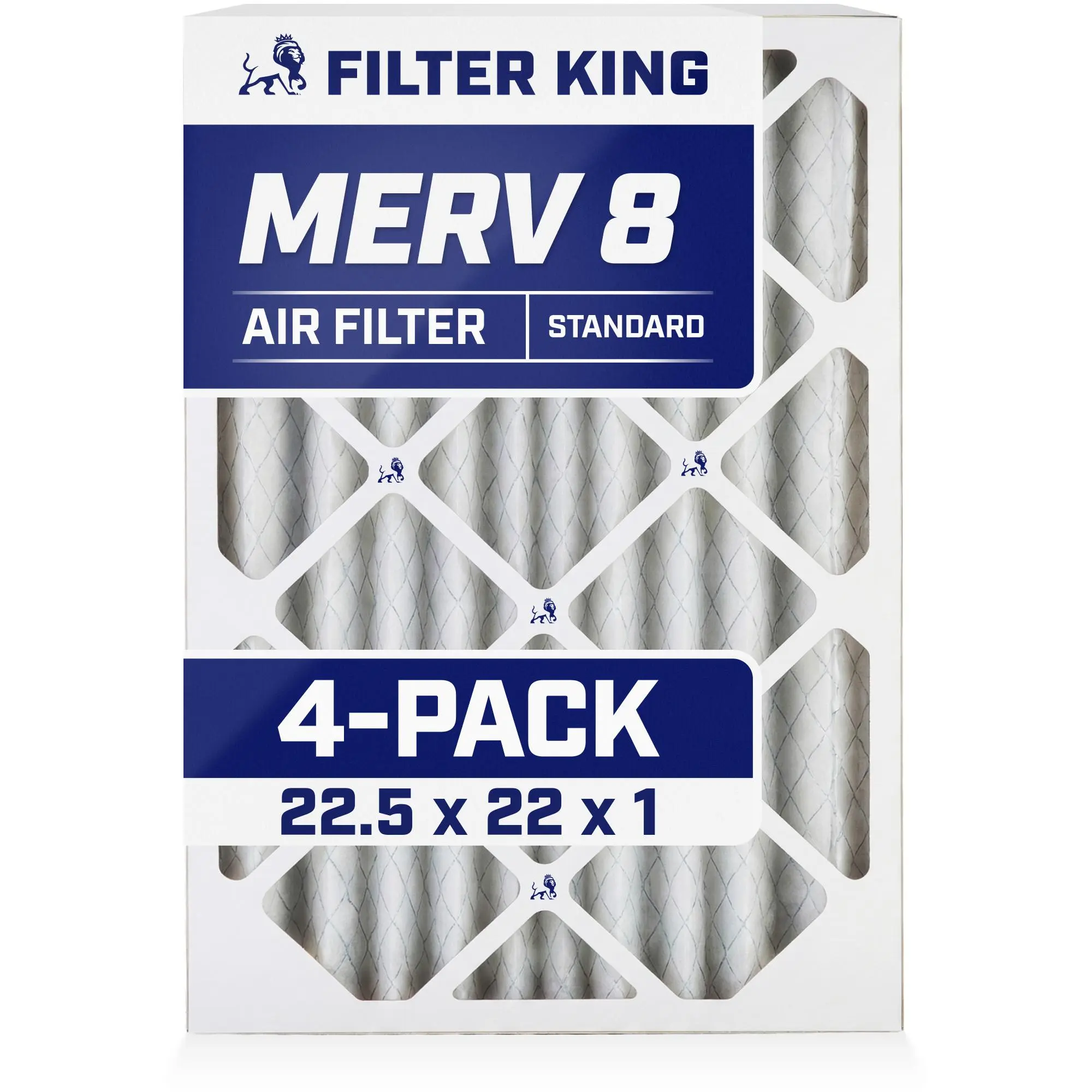 Filter King 22.5x22x1 Air Filter | 4-PACK | MERV 8 HVAC Pleated A/C Furnace Filters | MADE IN USA | Actual Size: 22.5 x 22 x .75"