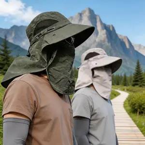 4-Piece Breathable, Sun-Protective Bucket Hat Set (Includes Arm Sleeves) | Detachable Outdoor Sun Hat (With Face and Neck Flaps) | Ideal Summer Sun Protection & Festive Gift