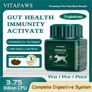 Vitapaws Probiotic Chews for Dogs | 3.75 Billion CFU | Probiotic + Prebiotic + Postbiotic | Daily Digestive & Immune Support | Gut Balance • Stool Quality • Sensitive Stomach Friendly | 80 Soft Chews