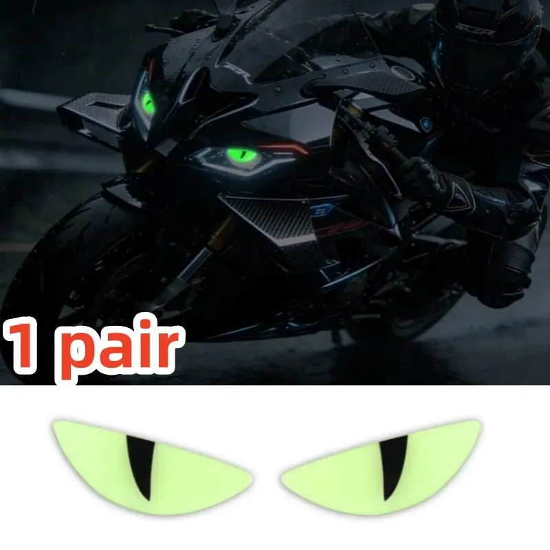 3D Devil's Eye Luminous Stickers, Motorcycle Helmets Sticker, Motorcycle Decoration, Night Light Decor, Car Reflective Stickers, Car Decals, Stickers for KTM, Honda