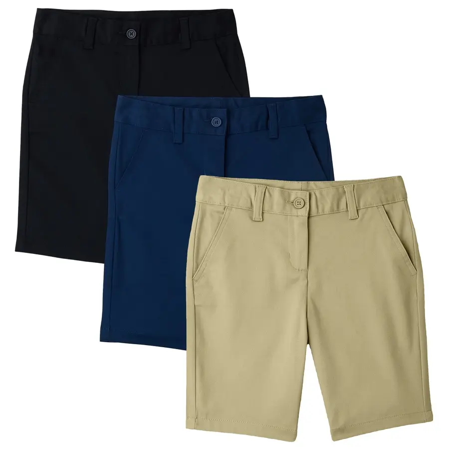 3 Pack Boys Flat Front Stretch Chino Shorts - School Uniform 3 Pack Boys Flat Front Stretch Chino Shorts - School Uniform