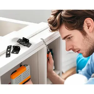 20-Piece Quick-Install Furniture Connector Brackets, Stainless Steel Corner Supports with Screws, Ideal for Drawers Cabinets Tables Chairs