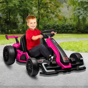 24V Electric Go Kart,300W Powerful Drift Kart for Kids, Electric Pedal Kart,with 300W Strong Motor, Drift/Sport Mode, Big Battery, Eva Tire,Length Adjustmen for Outdoor Racing Toy (Rose)