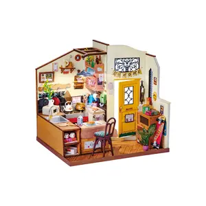 Rolife DIY Miniature Cozy Kitchen House Kit for Adults to Build, Tiny House Making Kit with Furnitures, Halloween/Christmas Decorations/Gifts for Family and Friends (Cozy Kitchen)